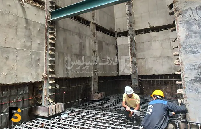 اجرای فونداسیون در اجرای سازه به روش تاپ دان شرکت فلات اسپرلوس