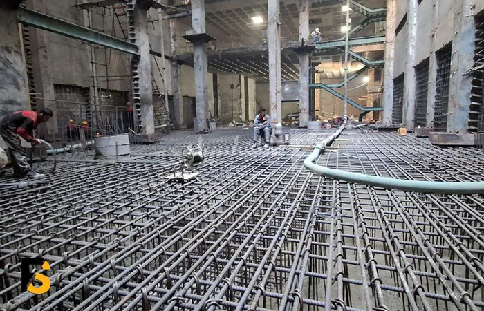 آرماتوربندی فونداسیون در اجرای سازه به روش تاپ دان شرکت فلات اسپرلوس