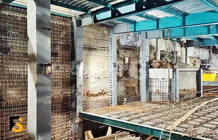 آرماتوربندی سقف وافل در اجرای سازه به روش تاپ دان شرکت فلات اسپرلوس